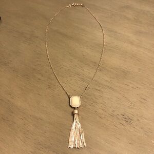 Vintage Gold Tone and Cream Tassel Necklace
